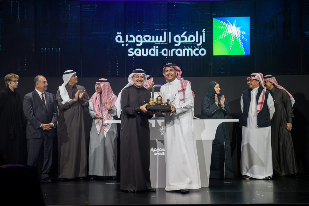 Saudi Aramco celebrating its IPO